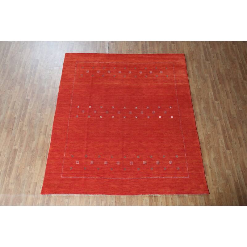 Hand Knotted Oriental 100% Wool Carpet Tribal Tribal Oranges & Rust Gabbeh Area Rug - 9' 7'' X 8' 3''
