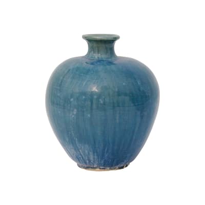 Artissance 11.4" H Vintage Style Blue-Green Ceramic Round Vase - Small Opening (Size and Finish Vary)