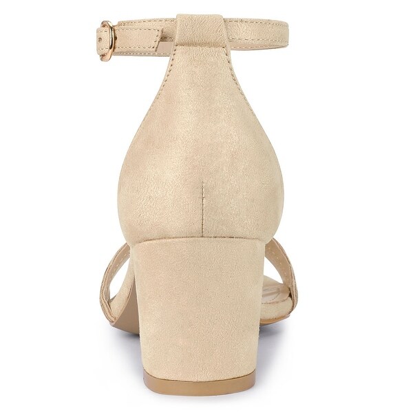 allegra k women's high chunky heel buckle ankle strap sandals