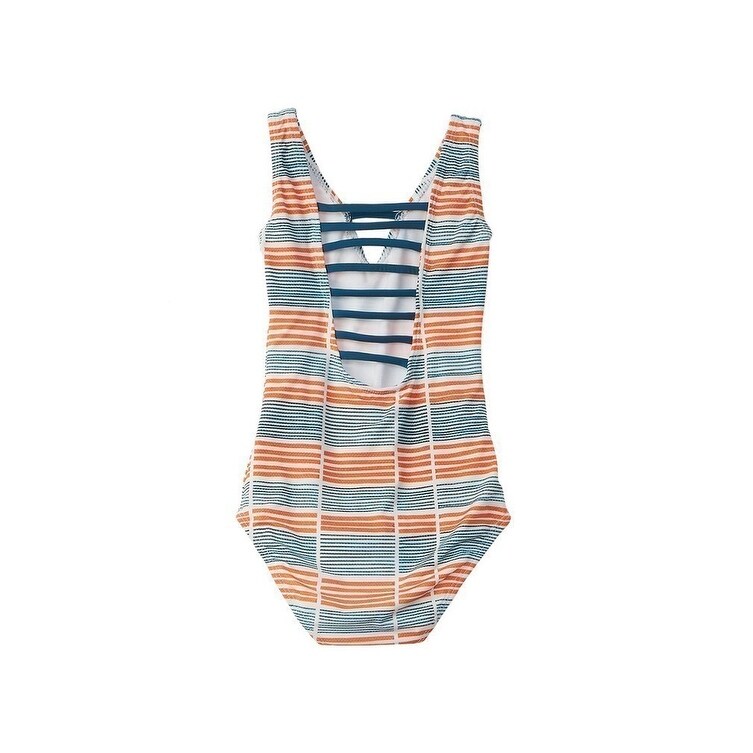 Shop Azul Little Girls Orange Running Lines Strappy Back One Piece