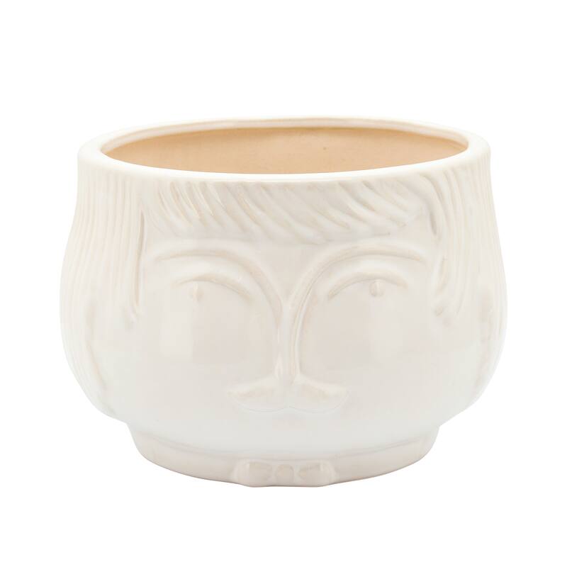 Sagebrook Home Modern Neutral Face Shaped Planter