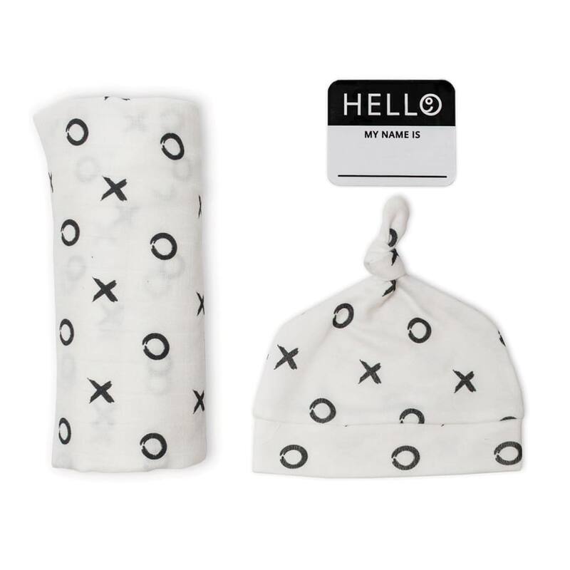 lulujo Hello World Hat & Swaddle Set
