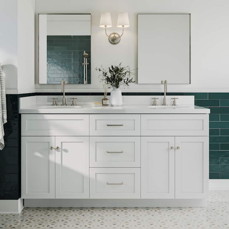 Ariel F067DWQOVO Hamlet 67" Free Standing Double Basin Vanity Set with