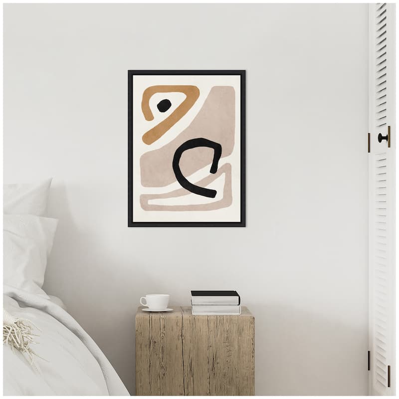 Kate and Laurel Sylvie Neutral Abstract 1 Minimal Modern Art Framed Canvas by July Art Prints