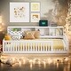 preview thumbnail 2 of 10, White Twin XL Size Daybed with Storage Shelves, Wood Floor Bed with USB Ports for Kids