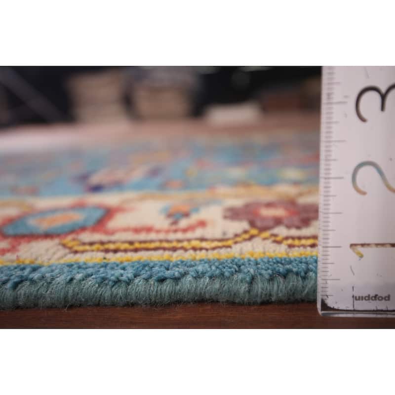 Light Blue Oushak Indian Accent Rug Handmade Wool Carpet - 2'11" X 5'0"
