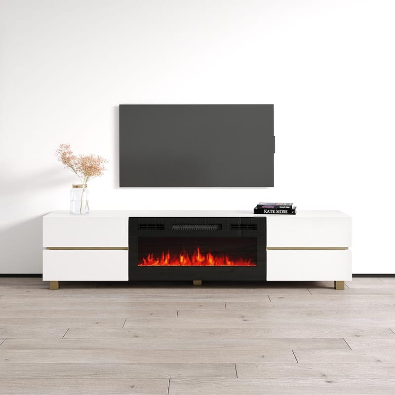 Bono 01 BL-EF Fireplace TV Stand - White