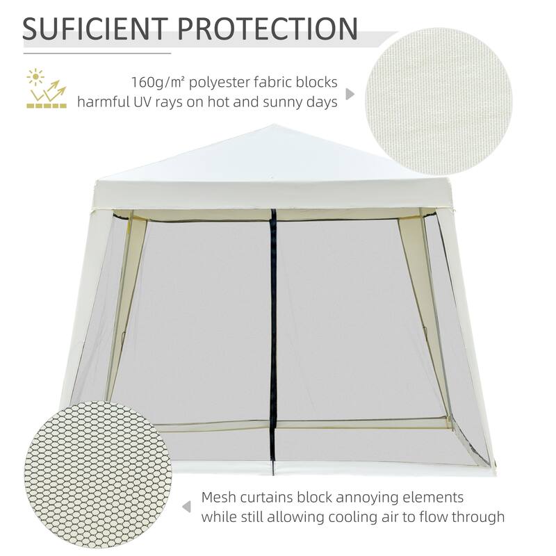 Cream White Canopy Tent with Mesh Sidewalls