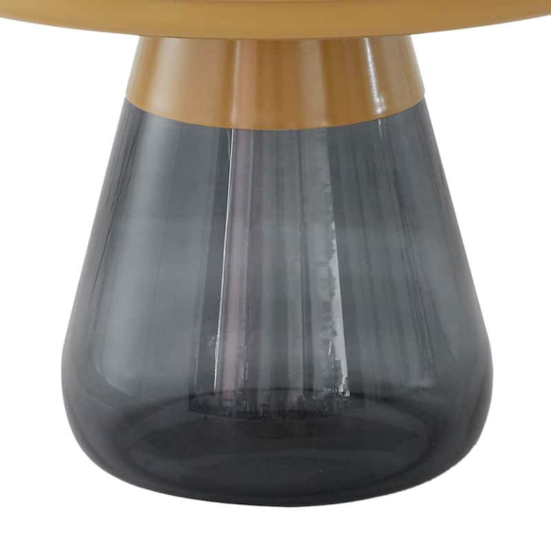 Gold Titanium Coffee Table Set of Two with Glass Base Modern Accent - 24x17 19x20
