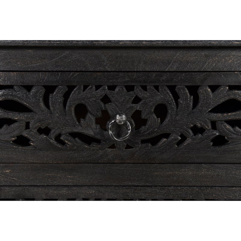Florence Floral Carved Wood 3-Drawer Nightstand