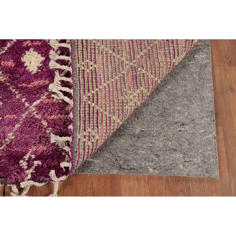 Purple Trellis Plush Moroccan Accent Rug Handmade Wool Carpet - 3'0" x 5'7"