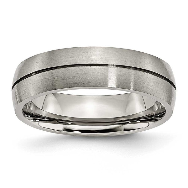 Chisel Grooved Brushed Titanium Ring (6.0 mm)