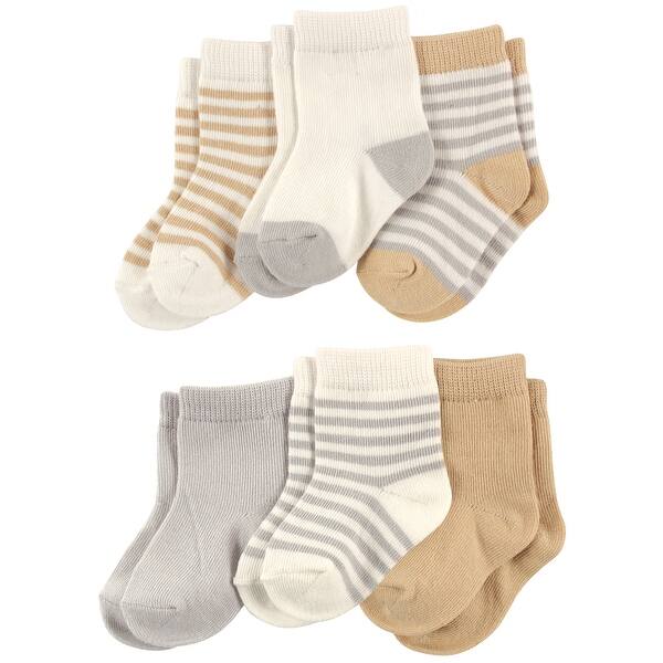 slide 1 of 1, Touched by Nature Baby Unisex Organic Cotton Socks, Neutral Stripes 0-6 Months - Neutral Stripes