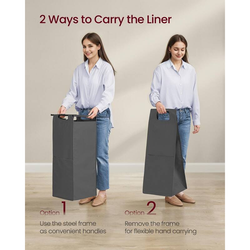 2-Compartment Laundry Hamper with Wheels and Top Organizer Shelf Removable Bags for Clothes and Towels