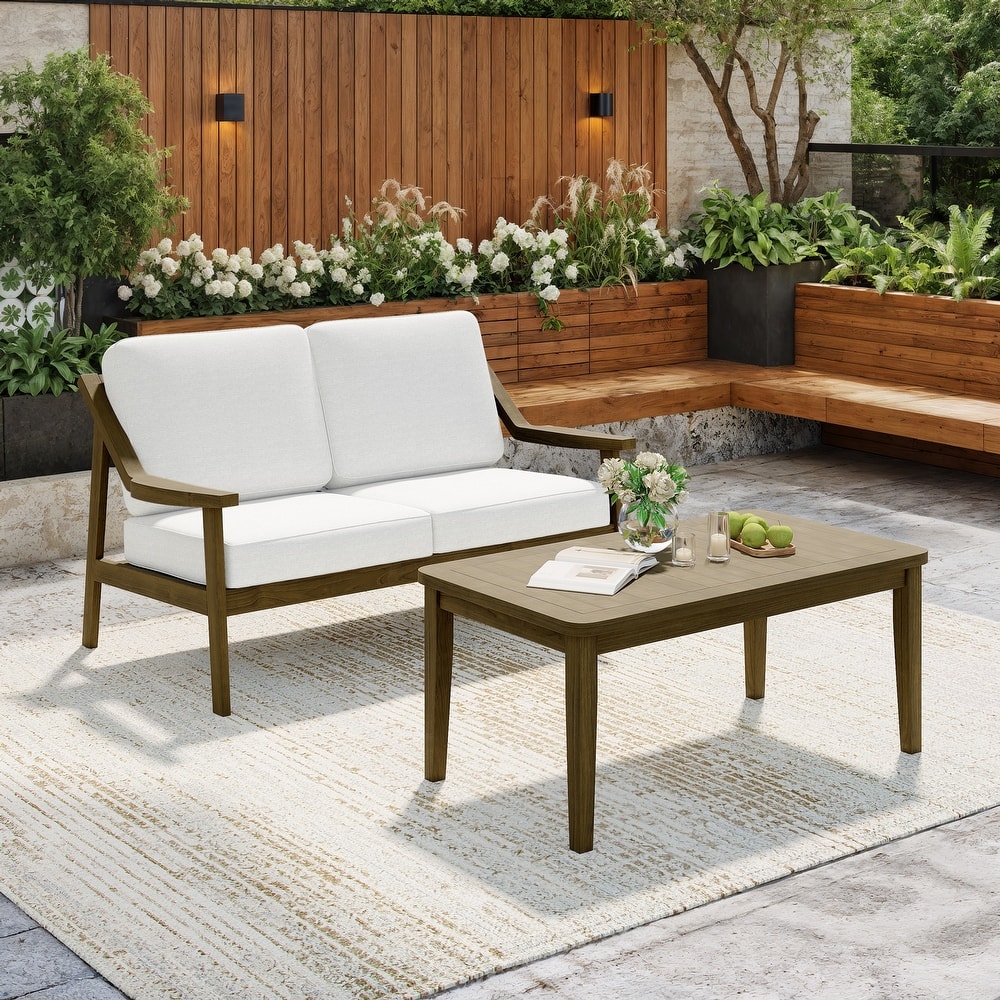 Outdoor Patio Wood Bistro Set/Loveseat Set