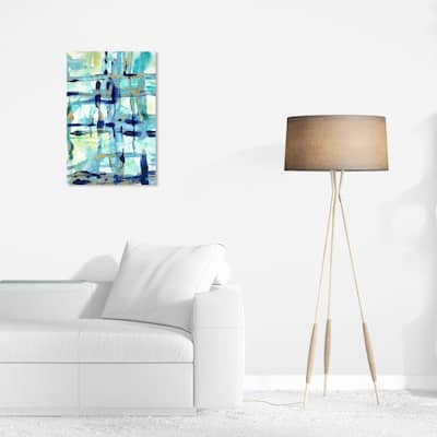 Wynwood Studio Canvas Abstract Golden Tidal Tempest Blue and Modern & Contemporary Wall Art Canvas Print