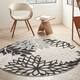 Nourison Aloha Floral Modern Indoor/Outdoor Area Rug - 5'3" Round - Black White