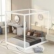 preview thumbnail 1 of 7, Queen Canopy Platform Kids Bed, Pine Wood Frame, Support Legs and Modern Design, White White