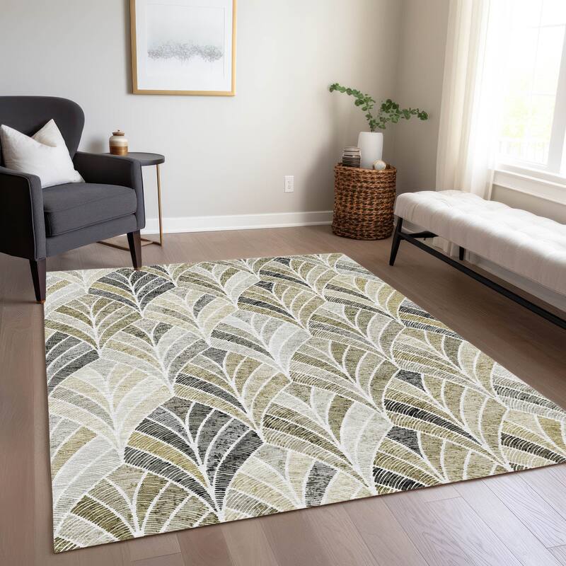 Machine Washable Indoor/ Outdoor Chantille Modern Mosaic Rug