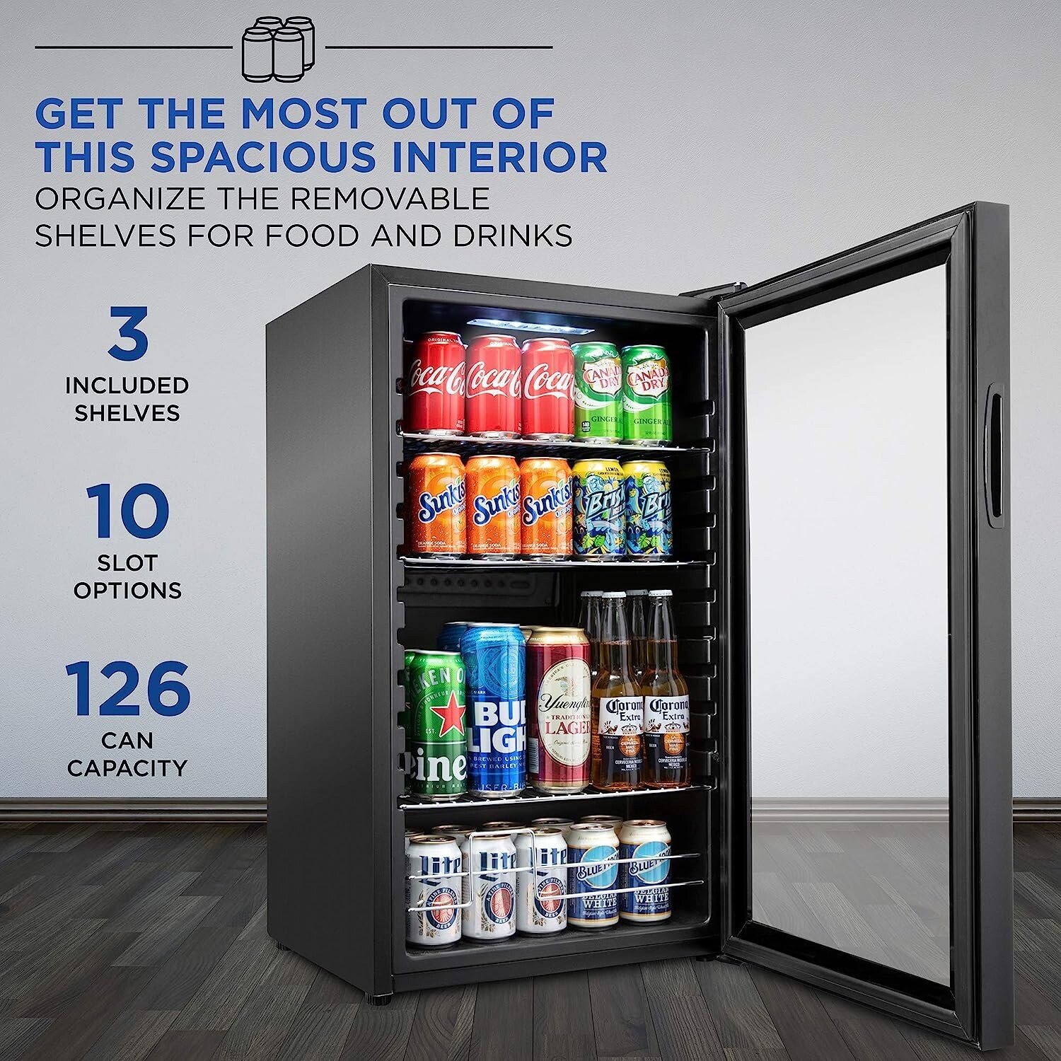 Gymax 17.5 in. 60-Can Beverage Refrigerator Beer Wine Soda Drink