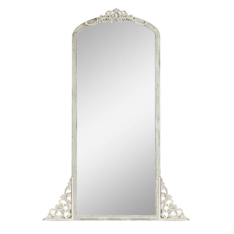 Rustic Arched Solid Wood Framed DIY Carved Full Length Mirror