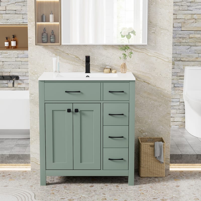 Bathroom Vanity with Sink & Faucet - 30"Green - 30"