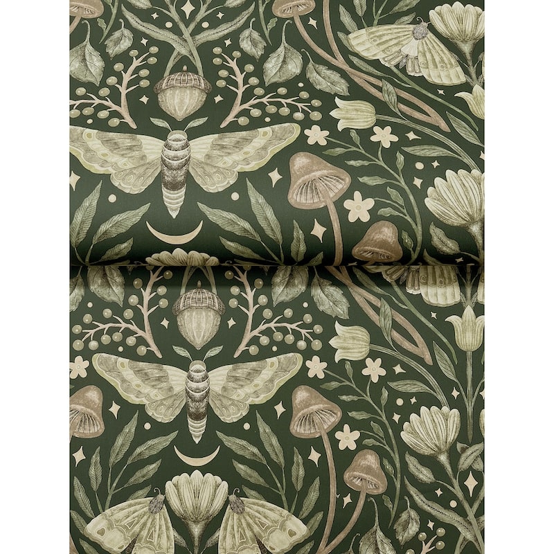 Chesapeake Mystic Moth Dark Green Forest Magic Wallpaper