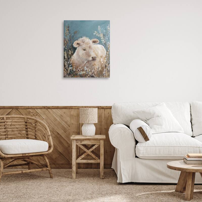 Stupell Soft Cattle Amongst Florals Canvas Wall Art Design By Amanda Hilburn
