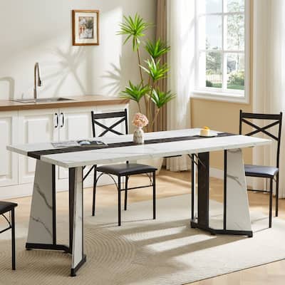 70.9" Large Rustic Dining Table, Adjustable Waterproof Desk for Kitchen & Office