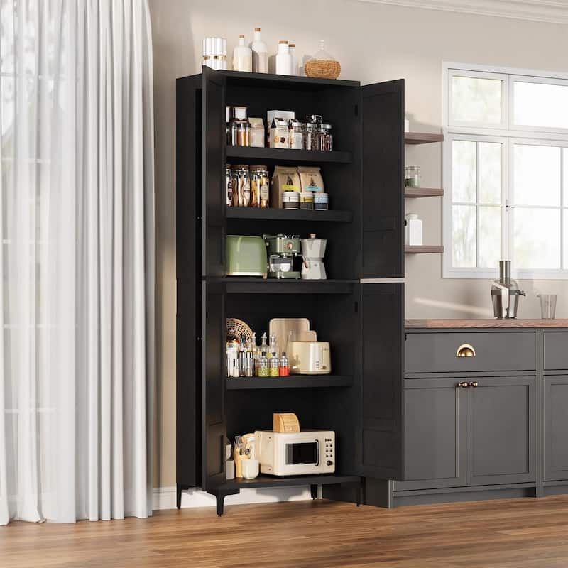 71 Inch Tall Storage Cabinet, 5 - Tier Kitchen Pantry Cabinet - Black