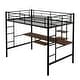 preview thumbnail 13 of 14, Twin/Full Size Metal Loft Bed w/Desk, Shelves & 2 Built-in Ladders, Sturdy Metal Twin/Full Bedframe w/Safety Guardrails for Kids