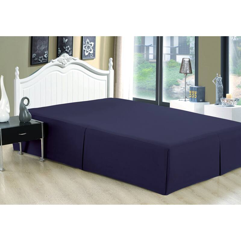 Marina Decoration Soft Hotel Quality All Season Deep Pocket Dust Ruffle 16 Inch Drop Solid Tailored Rayon from Bamboo Bed Skirt - Navy Blue - King