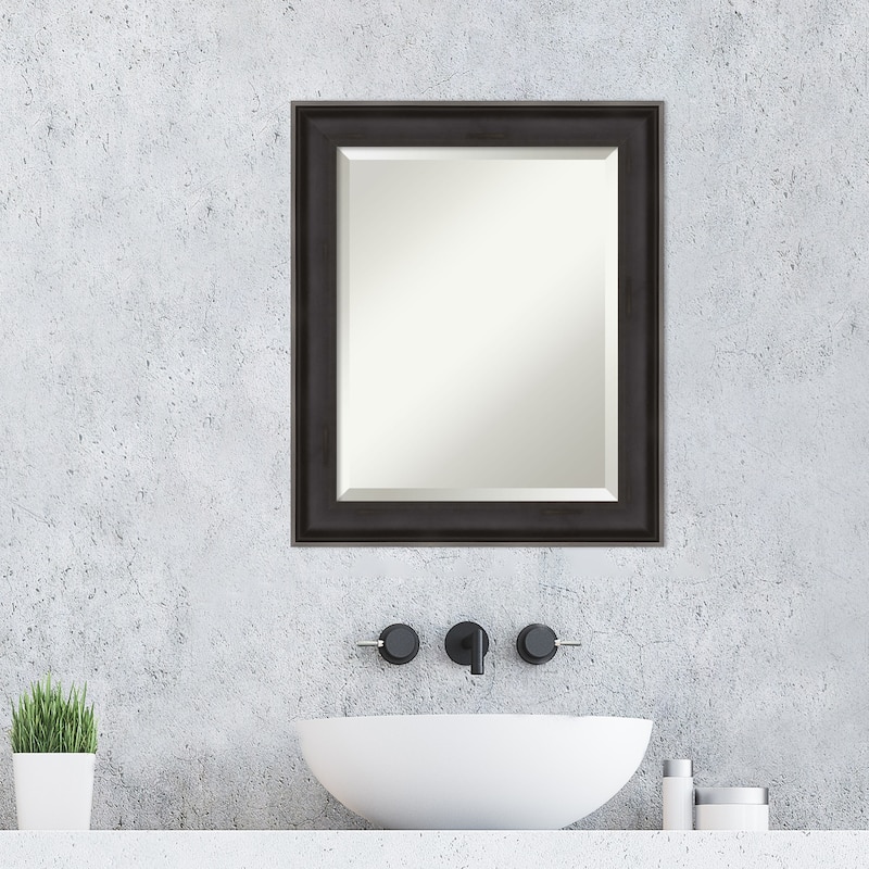 Beveled Wood Bathroom Wall Mirror - Allure Charcoal Frame