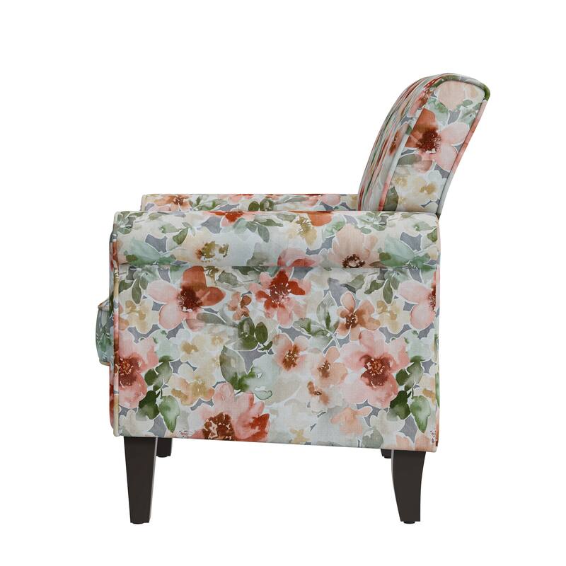 Herve Traditional Rolled Arm Accent Chair with Pewter Nailheads