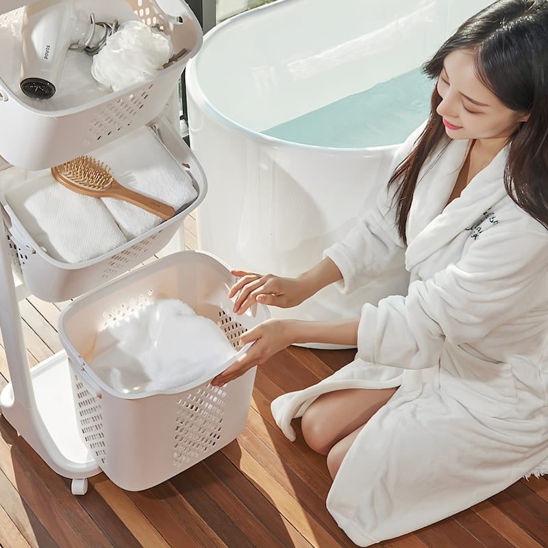 4-Tier Laundry Hamper Sorter, Laundry Storage Organizer with Wheels Removable Rolling Laundry Baskets