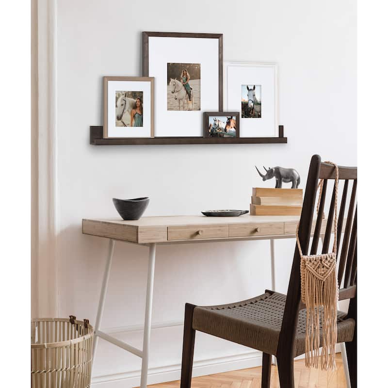 Kate and Laurel Bordeaux Wall Shelf with Frames Set