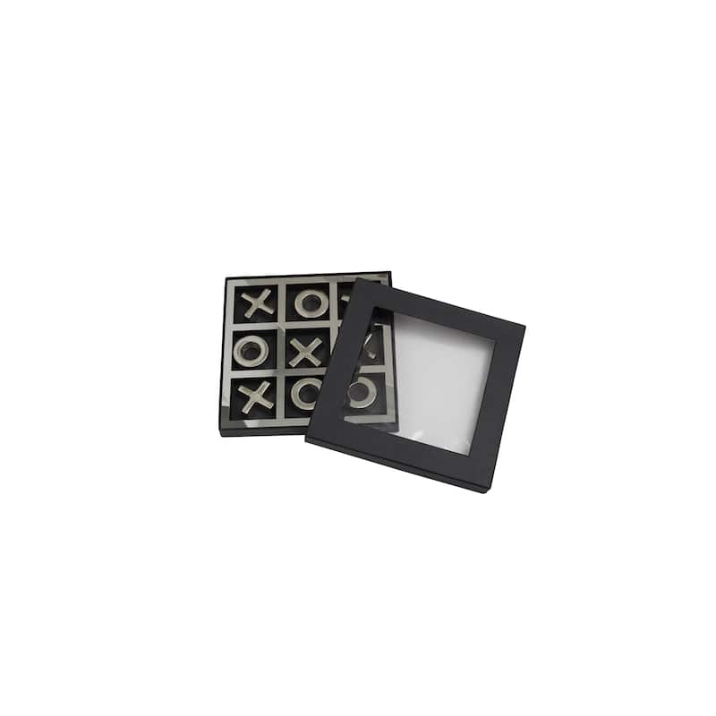 Aluminum Metal Tic Tac Toe Game Set with Black or Gold Frame - Silver or Gold - Roche River Decor