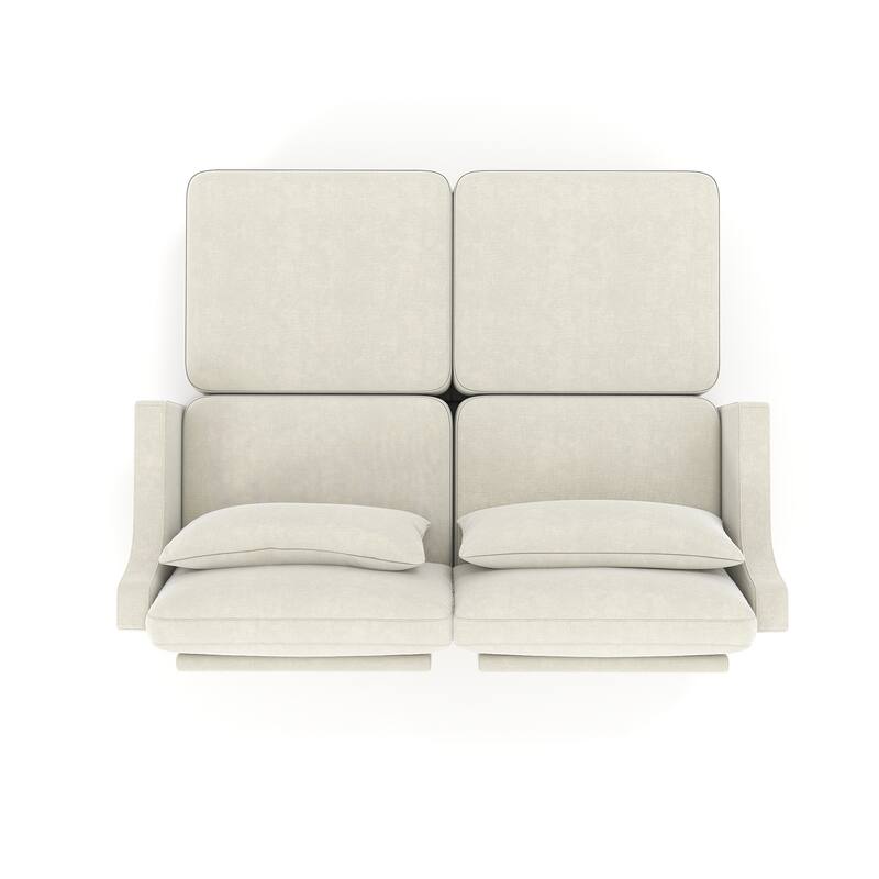 73.2" Chenille 2-Seater Sofa with Ottoman, 2 Pillows & Solid Wood Frame