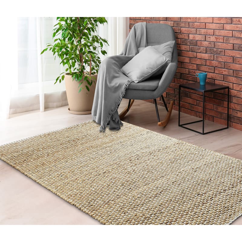 Nevaeh Coastal Blue/Ivory Woven Jute Indoor Area Rug by Sevita