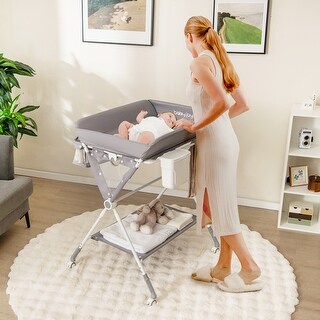 Baby Changing Table with 3 Adjustable Heights, Storage