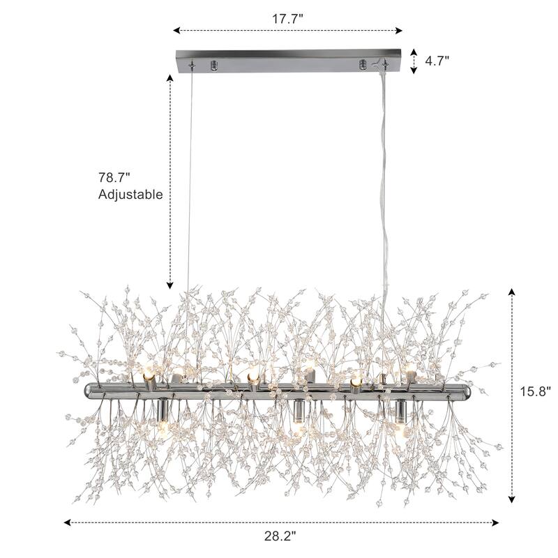 9 - Light Modern Rectangle Fireworks Sputnik Chandelier for Kitchen Island