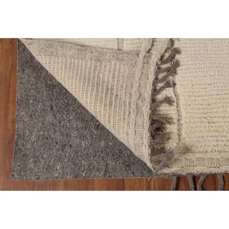 Moroccan Oriental Area Rug Hand-Knotted Abstract Wool Carpet - 8'1"x 10'11"