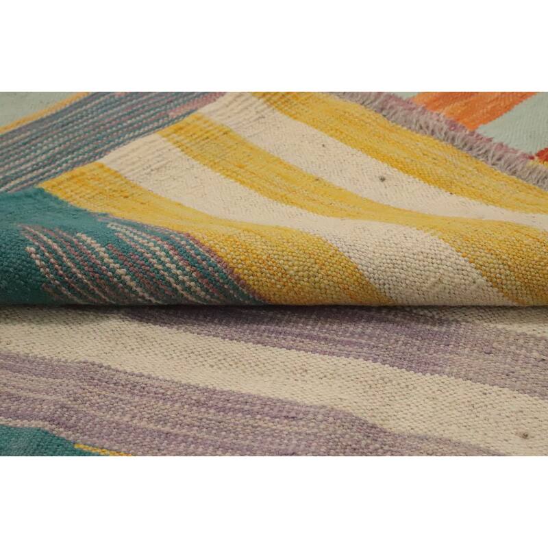 Hand Woven Oriental 100% Wool Carpet Southwestern Modern Multi-Colored Kilim Area Rug - 6' 5'' X 5' 0''