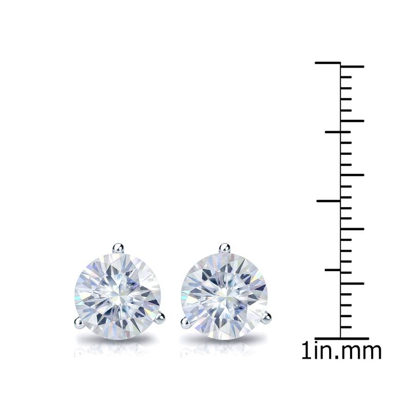 Auriya 3ctw Round Moissanite Stud Earrings 14k Gold Martini-set - 7.4 mm