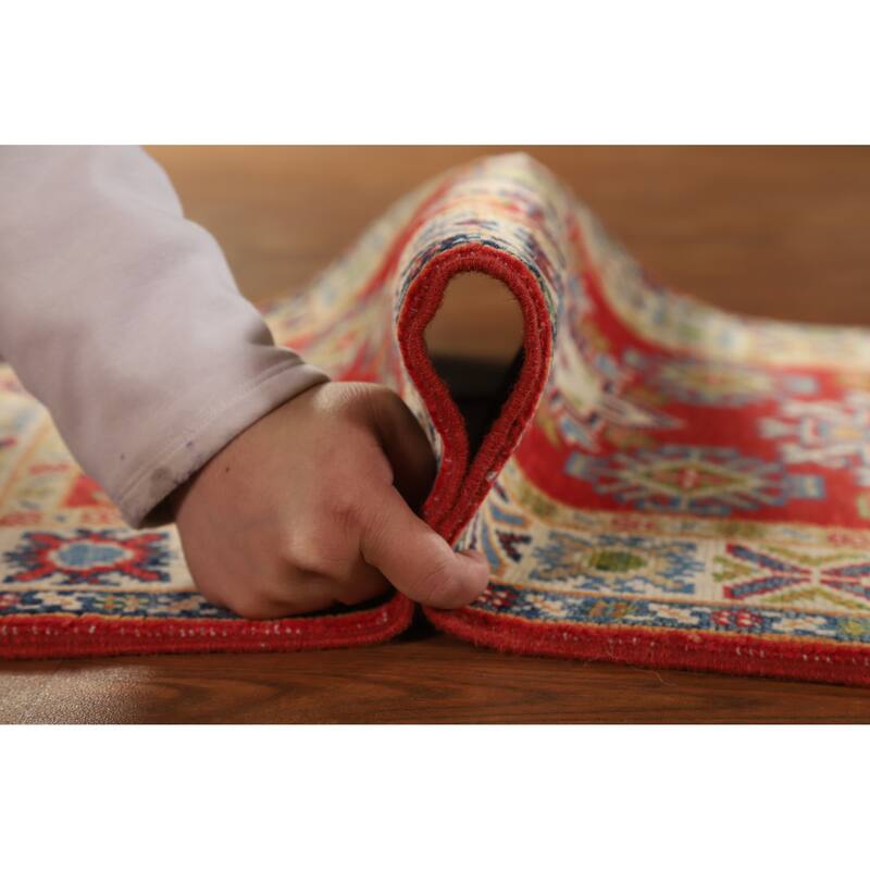Red Kazak Oriental Foyer Rug Hand-Knotted Wool Carpet - 2'0"x 3'0"