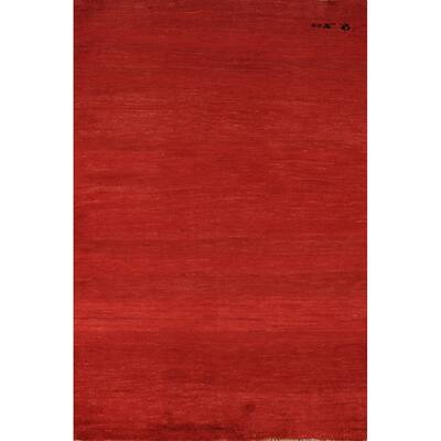 Gabbeh Modern Rug Handmade Oriental Red Wool Carpet - 3'6" x 5'10"
