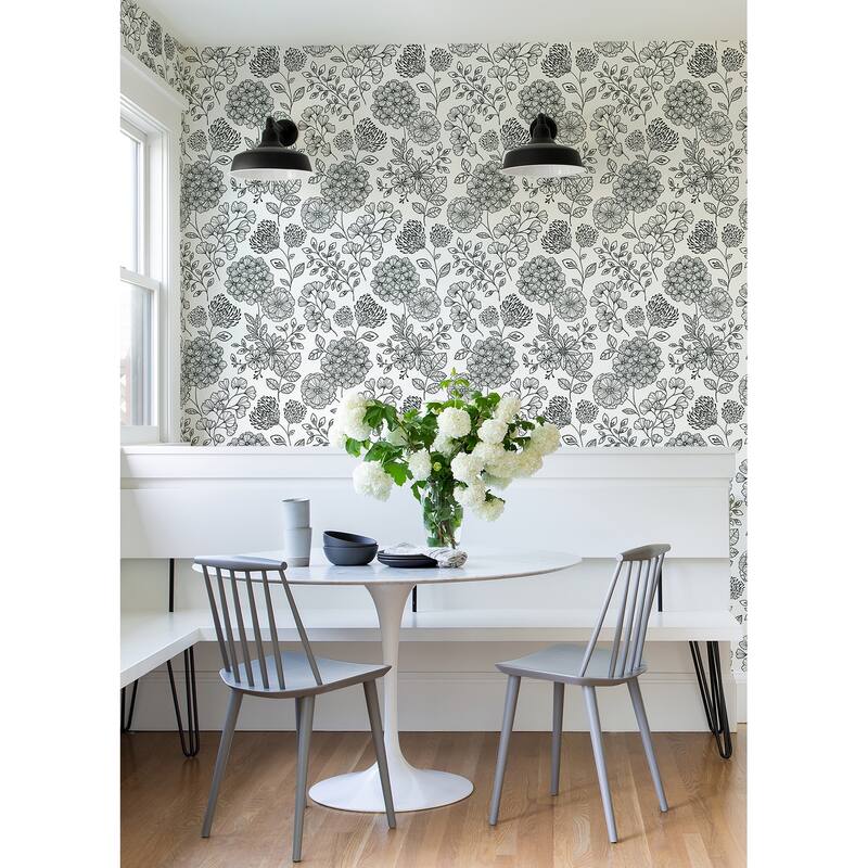 Scott Living Ada Black Floral Wallpaper