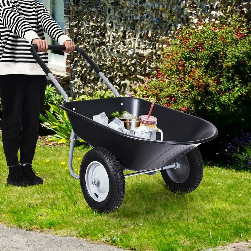 Costway 2 Tire Wheelbarrow Cart Heavy-duty Dolly Utility Cart