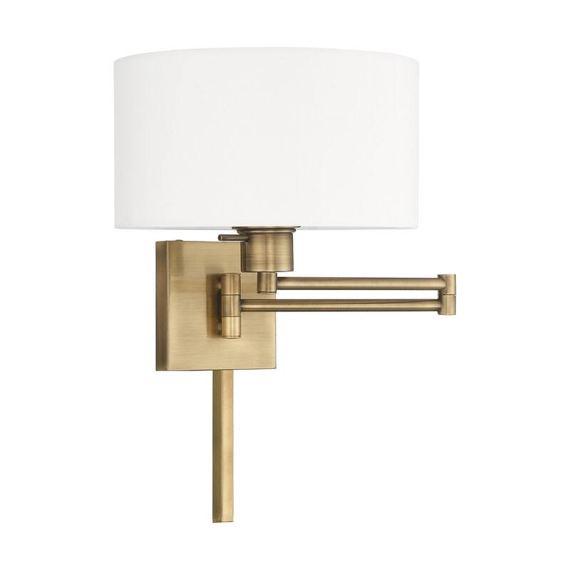Livex Lighting 1-Light Off-White Drum Shade Swing Arm Wall Lamp, 40036