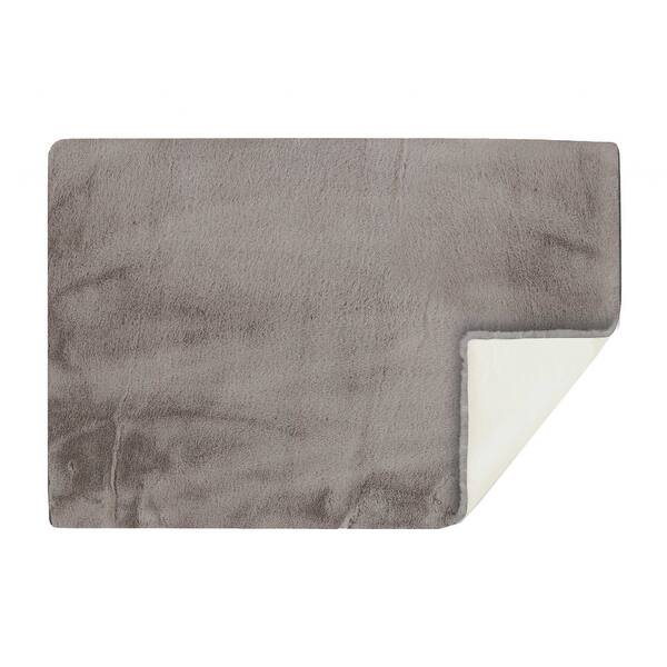 Luxe Faux Rabbit Fur Rectangular Rug 5' X 8' - Grey Luxe Faux Rabbit Fur Rectangular Rug 5' X 8' - Grey
